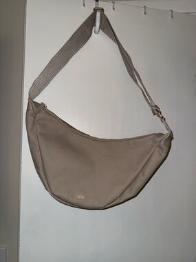 July Beige Crescent Shoulder Bag with Wide Strap